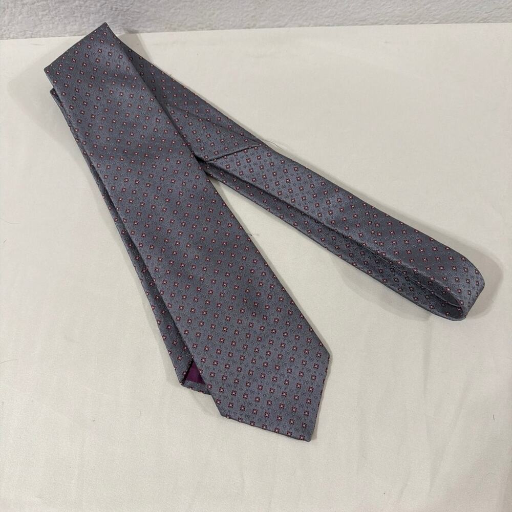 Men's Gray Patterned Silk Saint Laurent 60 inch Neck Tie